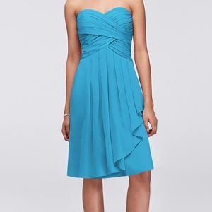 Short Crinkle Chiffon Dress with Front Cascade